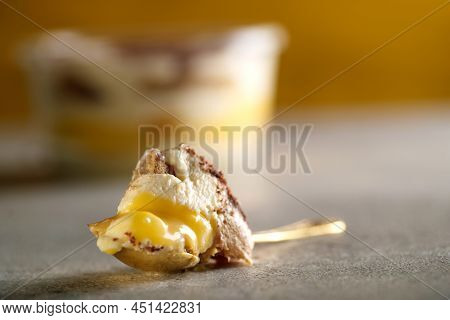 Tiramisu. Dessert With Cream For Breakfast. High Quality Photo