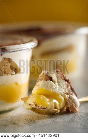 Tiramisu. Dessert With Cream For Breakfast. High Quality Photo