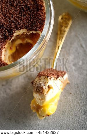 Tiramisu. Dessert With Cream For Breakfast. High Quality Photo