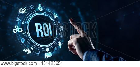 Internet, Business, Technology And Network Concept. Roi Return On Investment Financial Growth Concep