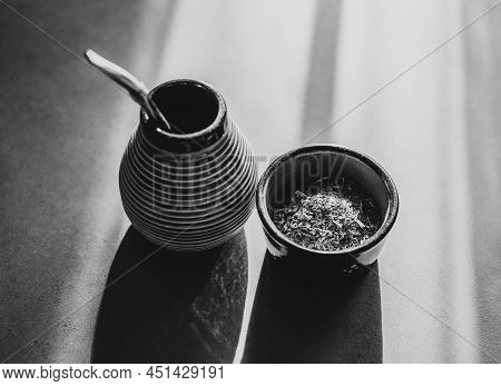 Yerba Mate In Ceramic Matero, Energy Boosting Beverage.