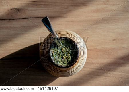 Yerba Mate In Ceramic Matero, Energy Boosting Beverage.