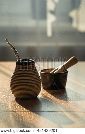 Yerba Mate In Ceramic Matero, Energy Boosting Beverage.