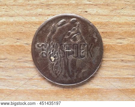 Ancient Roman Denarius Coin Obverse Side Showing Sulla Circa 55 Bc