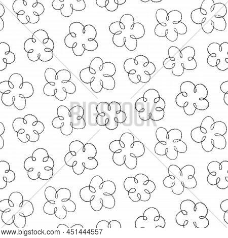 Drawing Flower Pattern For Textile, Fabric,wrapping Paper. Hand Drawn Sketch Illustration In Vector.