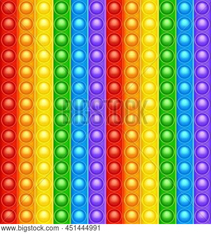Colorful Silicone Anti-stress Pop It Toy Texture, Pattern. Trendy Sensory Game For Children. Rainbow
