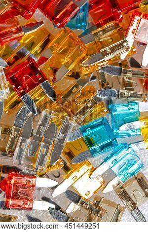Industry Microelectronics Ideas. Closeup Shot Of Batch Of Colorful Fusable External Connectors Place