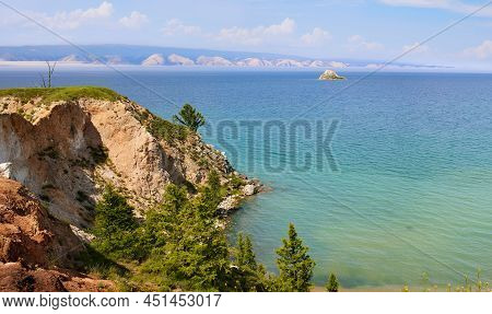 The Shore Of Lake Baikal On A Summer Day. Beautiful Landscape Of Olkhon Island.