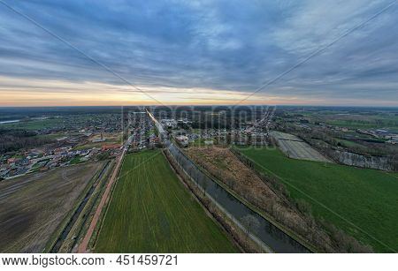 Canal Dessel Schoten Aerial Photo In Rijkevorsel, Kempen, Belgium, Showing The Waterway In The Natur
