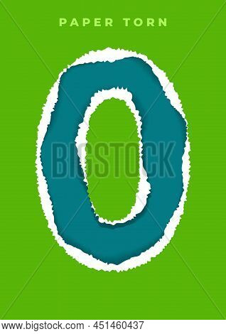 Green Torn Paper Cover Design With Natural Nuance Of Zero Number Illustration