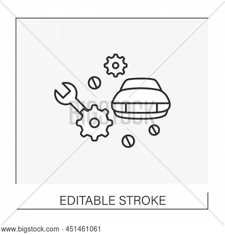 Car Service Line Icon. Auto Mechanic. Car Repairing. Performs Maintenance, Diagnostic Testing Cars.p