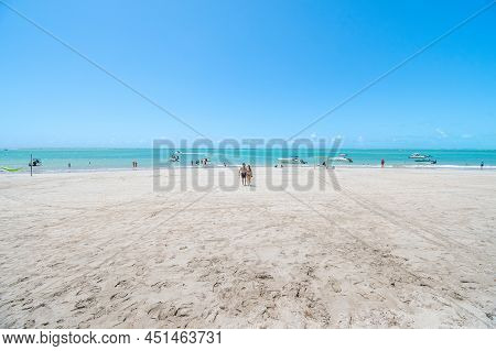 Maragogi, Al, Brazil - October 17, 2021: Beautiful Sunny Day At Barra Grande Beach, Tourist Destinat