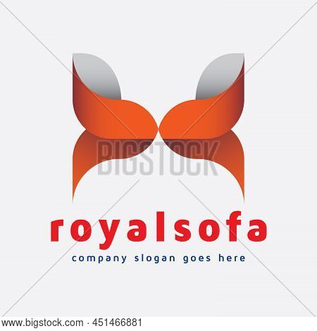Very Stylish And Modern Logo Furniture Template. Logo Is Here Presented As A Posh Sofa Or Divan Conc