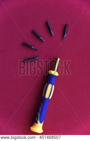 Yellow Screwdriver With Replaceable Heads Old Head