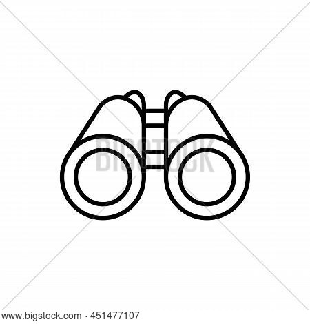 Binoculars Black Line Icon. Optical Equipment Sign. Search, Surveillance Symbol Concept. Flat Isolat