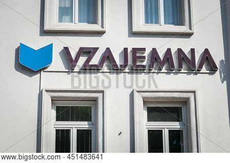 Ljubljana, Slovenia - June 15, 2021: Vzajemna Logo In Front Of Their Office For Ljubljana. Vzajemna 