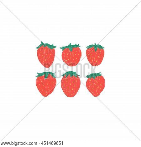 Hand Drawn Vector Illustration Of Strawberry Set. Isolated On White.