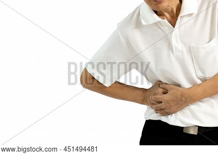 Middle Aged Man With Stomach Ache,abdominal Pain,painful In The Right Rib,swelling Of The Abdomen Ca