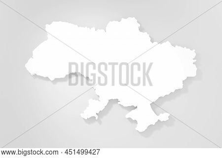 Stylich 3d Map Of Ukraine In Shades Of Grey On Light Background