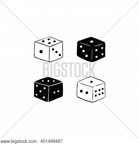 Hand Draw Vector Illustration Of Dices. Isolated On White