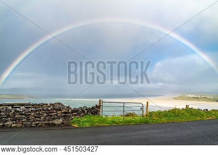 Amazing Rainbow Above Narin Strand By Portnoo In County Donegal Ireland