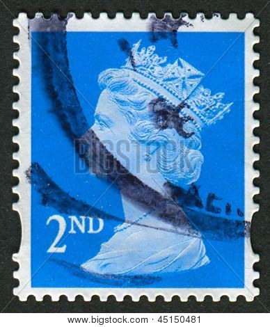 UK-เซอร์กา 1989:A แสตมป์ที่พิมพ์ในประเทศอังกฤษแสดงรูปของ Elizabeth II เป็นพระมหากษัตริย์รัฐธรรมนูญของ 16 