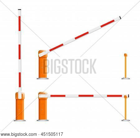 Barrier Flock.parking Zone Turnpike On White Background Vector Illustration.railroad And Parking Zon