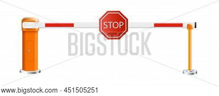 Barrier Flock.parking Zone Turnpike On White Background Vector Illustration.railroad And Parking Zon