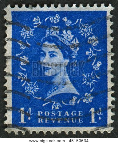 UK-เซอร์กา 1952:A แสตมป์ที่พิมพ์ในประเทศอังกฤษแสดงรูปของ Elizabeth II เป็นพระมหากษัตริย์รัฐธรรมนูญของ 16 
