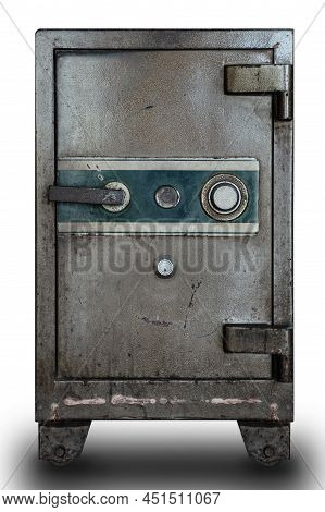 Old Security Safe Box Against White Background
