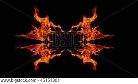 A Beautiful Flame Shaped As Imagined. Like From Hell, Showing A Dangerous And Fiery Fervor, Black Ba