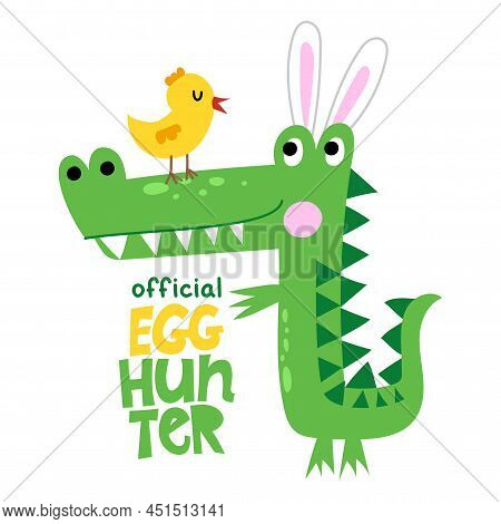 Official Egg Hunter - Funny Crocodile In Easter Bunny Costume With Eggs. T-shirts, Hoodie, Tank, Gif