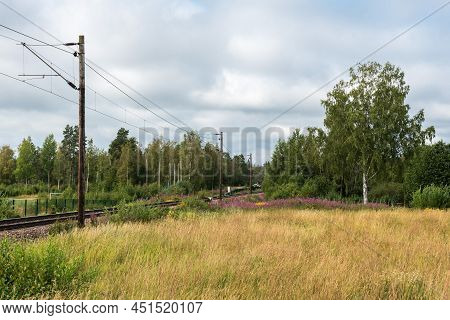 View Over Wheetfields And An Agricultural Landscape Around Segersta, Halsingland, Sweden.