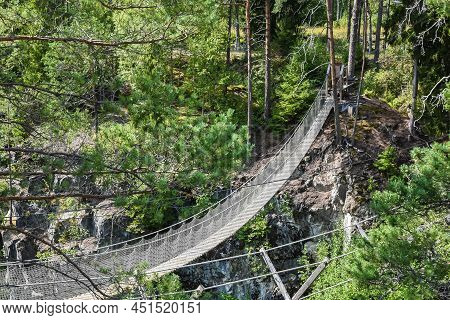 Sala Silvergruva, Vastmanlands Lan - Sweden  View Over A Pedstrian Suspension Bridge At An Old Part 