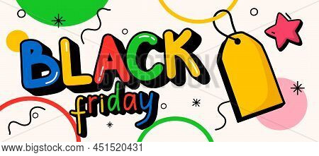 Hand-drawn Trendy Cartoon Background On The Theme Of Black Friday Vector