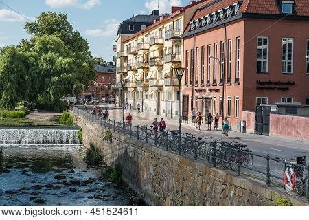 Uppsala, Uppland, Sweden - 07 27 2019 The Facades And The Banks Around The River