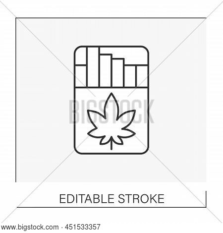 Tobacco Line Icon. Marijuanna Cigarette In Packing Box. Tobacco Production. Smoking Concept. Isolate