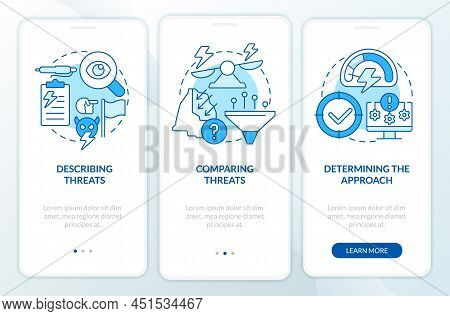 Dealing With National Security Threats Blue Onboarding Mobile App Screen. Walkthrough 3 Steps Graphi