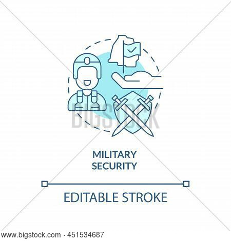 Military Security Turquoise Concept Icon. Armed Forces. Element Of National Safety Abstract Idea Thi