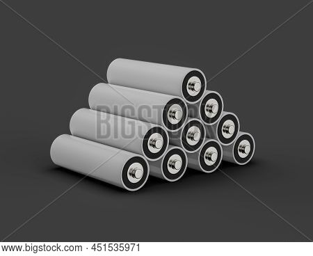 Aa Size Battery Isolated On White Background Blank Rechargeable Battery Aa Or Aaa Size 3d Illustrati