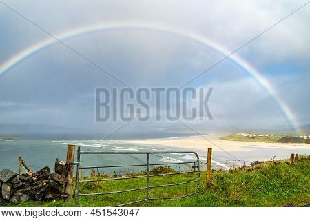 Amazing Rainbow Above Narin Strand By Portnoo In County Donegal Ireland