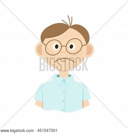 Drawing Of A Cartoon Man With Glasses. Doodle Style