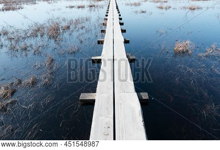 Tuhu Nature Tuhu Nature Walking Trail. Wooden Footbridges In The Swamp. Estonia.