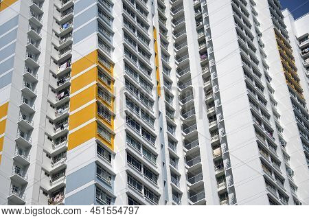 Singapore- Mar 13, 2022: Facade Of Housing Development Board (hdb) Apartment Units In Singapore. Abo