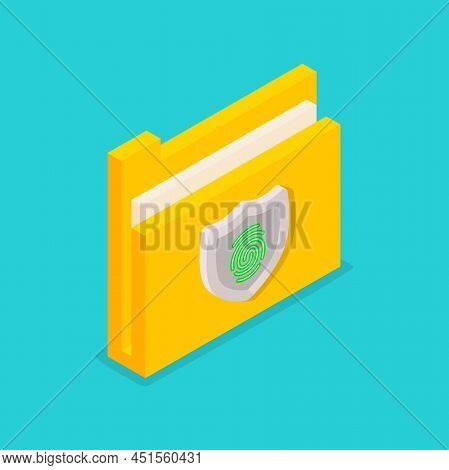 Managing File Security In Folders By Using Fingerprint Isometric 3d Vector Illustration