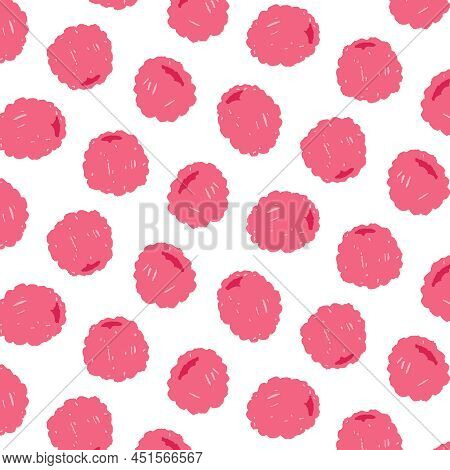 Hand Drawn Vector Illustration Of Rasberry Pattern. Background For Textile, Fabric, Wrapping Paper.
