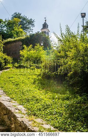 Petrovaradin, Serbia - July 17. 2019: Medieval Petrovaradin Fortress Novi Sad Serbia. View Of The Pe