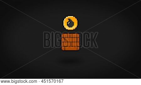 Pixel Oil Coin From Block Background - High Res 4K Wallpaper