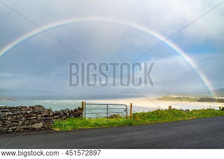 Amazing Rainbow Above Narin Strand By Portnoo In County Donegal Ireland