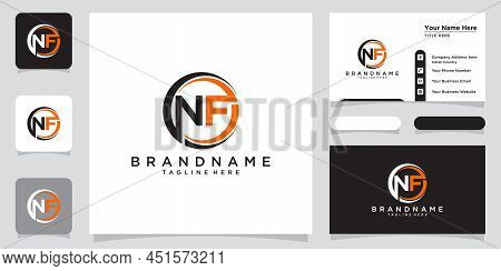 Initial Letter Nf Logo Design Template With Business Card Design